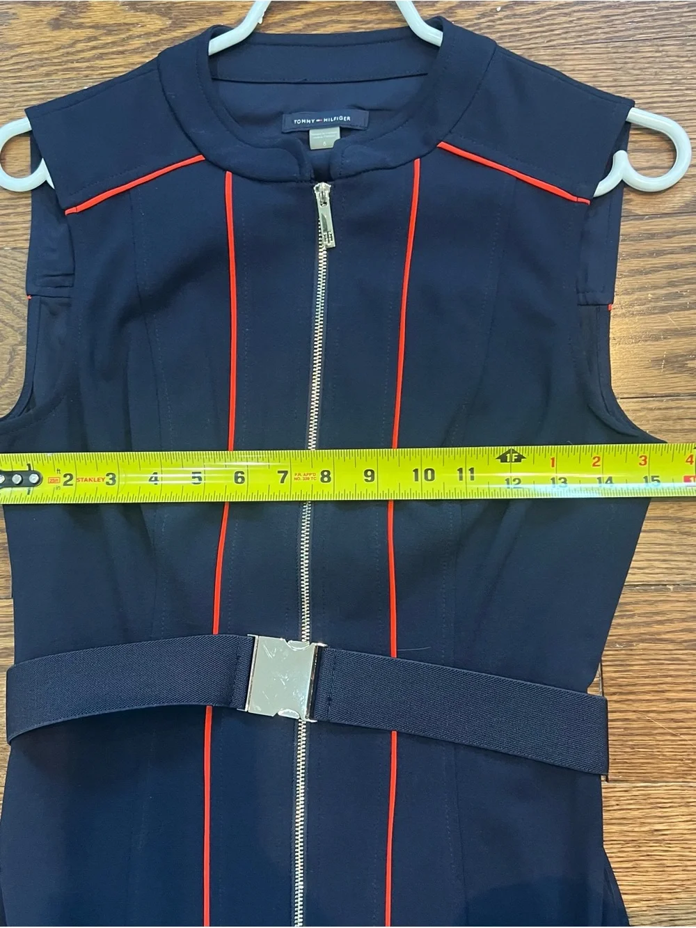 Tommy Hilfiger Navy Mini Dress with Red Piping and Front Zip - Picture 7 of 7